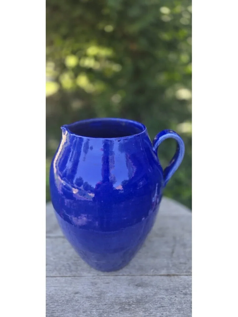 Cobalt Blue Pottery Vase Handmade In Portugal Vase 13X11 Inches 1 Chip